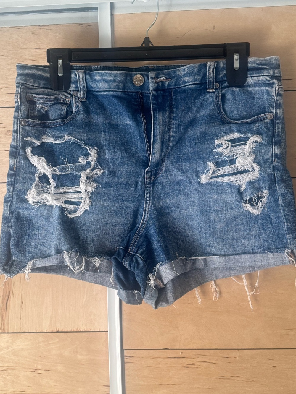 American Eagle Outfitters Distressed Dark Blue Denim Shorts